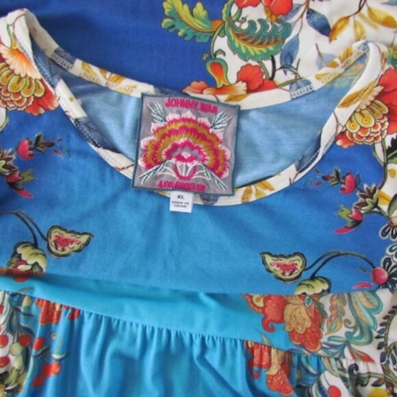 Johnny Was Floral Blue Easy Fit Tank Dress Size XL - Picture 12 of 14